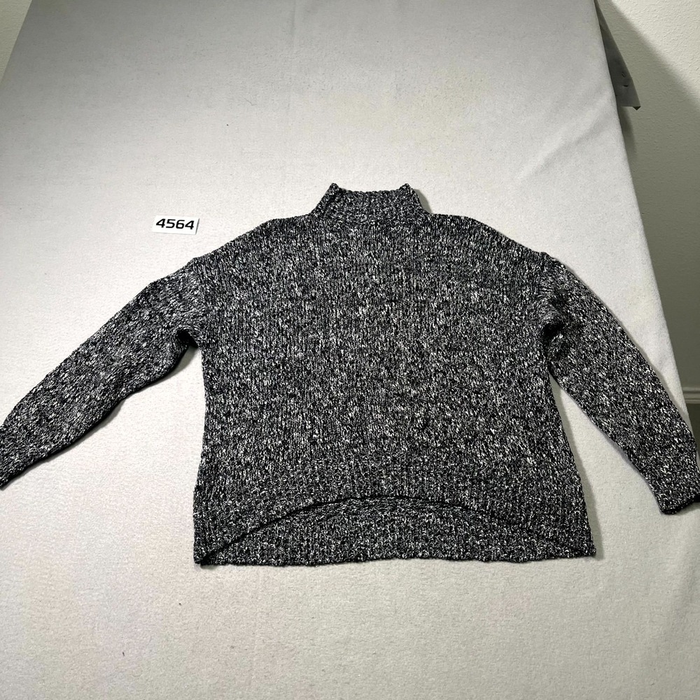 Jones New York Signature Sweater Womens 5 White Gray Marled Knit Mock Neck